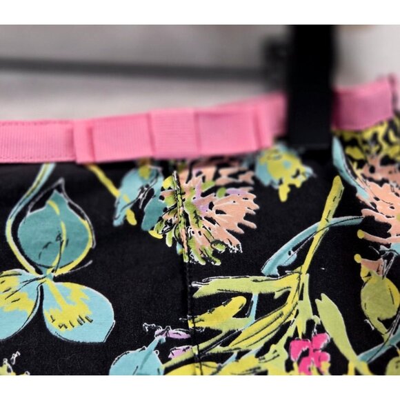 Floral Skirt by Rafaella sz 10 Black Pink A-Line Lined Colorful Preppy Whimsy - Picture 2 of 10